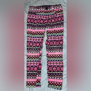 Kids Patterned Jeggings - Pink and Black size 6